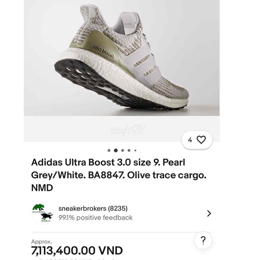 [CHÍNH HÃNG] [Mới 95%] Adidas Ultraboost, new 7tr1