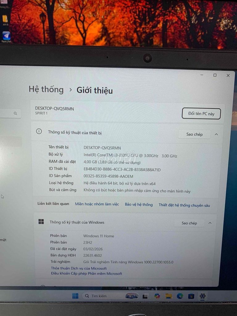 itel i3-8109U 4GB Xám. Mua bán Laptop tại Quận Long Biên Hà Nội được đăng bởi mr Hung hình 1