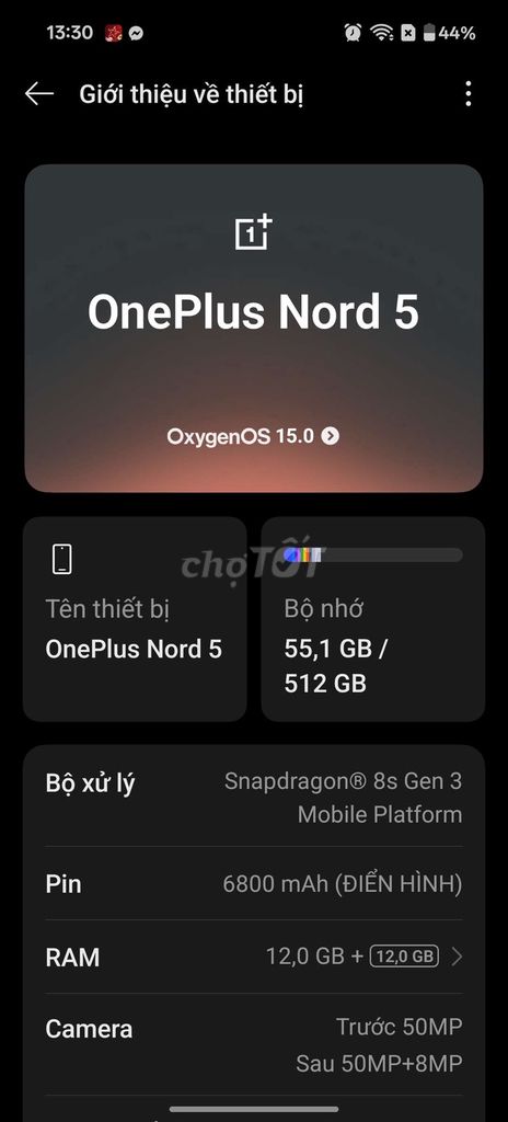 OnePlus Nord 5 512GB Xám. Mua bán Điện thoại tại Huyện Giang Thành Kiên Giang được đăng bởi Tiến Bộ Lâm hình 1