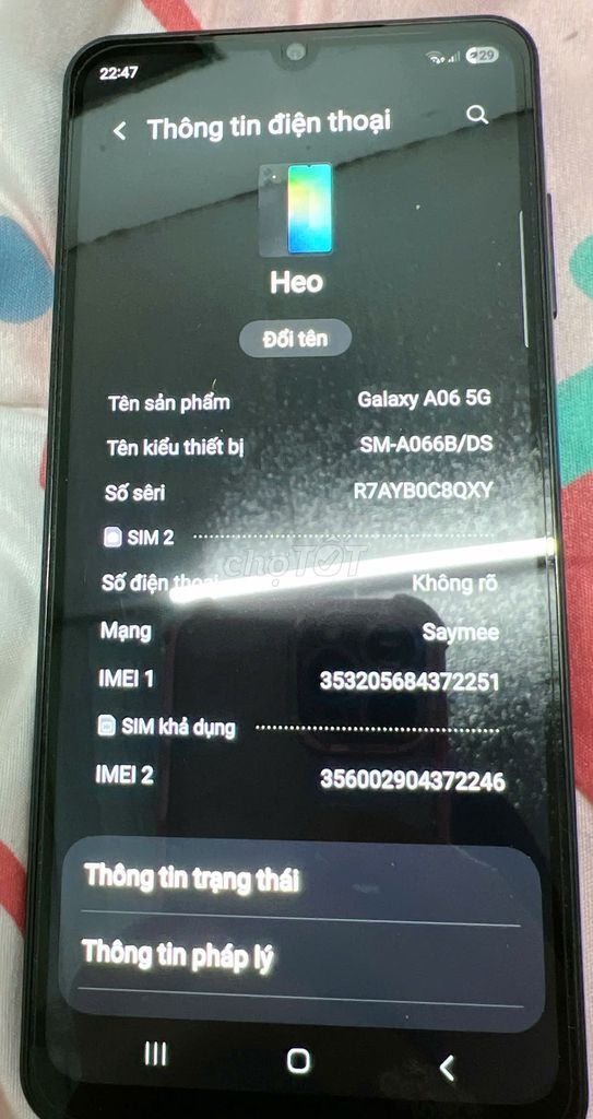 Samsung Galaxy A06 5G 128GB Đen Mới 99%. Mua bán Điện thoại tại Quận 12 Tp Hồ Chí Minh được đăng bởi Thanh Khong hình 1