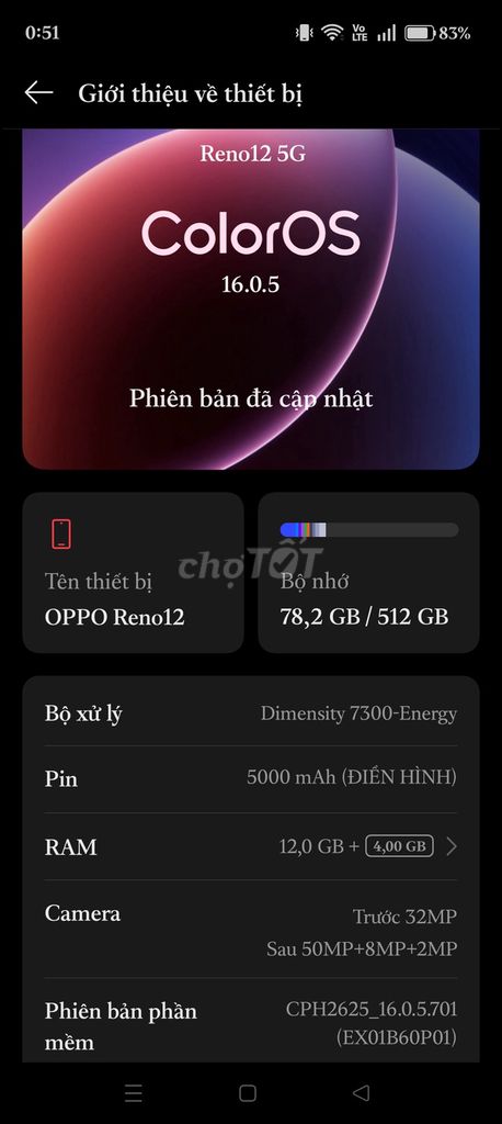 Oppo Reno 12 5G 12GB/512GB Đen. Mua bán Điện thoại tại Huyện Văn Giang Hưng Yên được đăng bởi Lân Nguyễn văn hình 1
