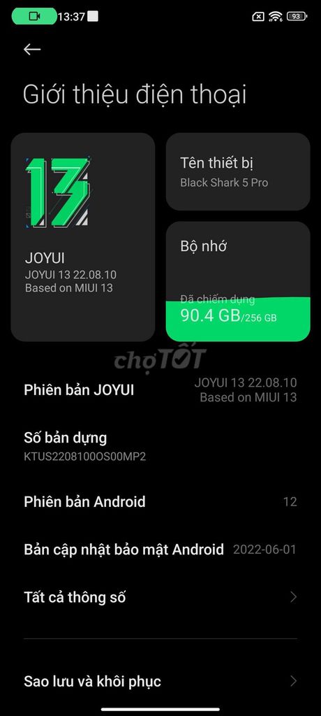 Black Shark 5 Pro 256GB Đen. Mua bán Điện thoại tại Huyện Thường Tín Hà Nội được đăng bởi Việt Anh hình 1