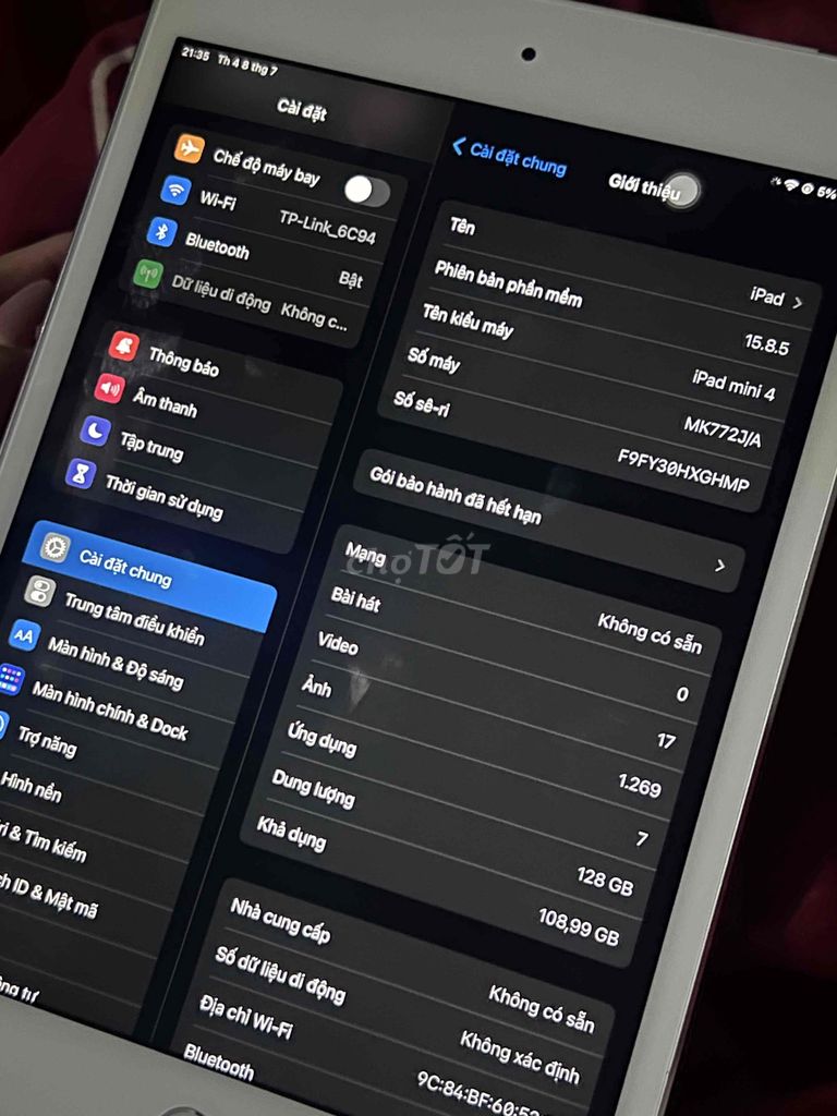 Apple iPad mini 4 128GB Trắng. Mua bán Máy tính bảng tại Huyện Đông Anh Hà Nội được đăng bởi Kim Ngọc hình 1