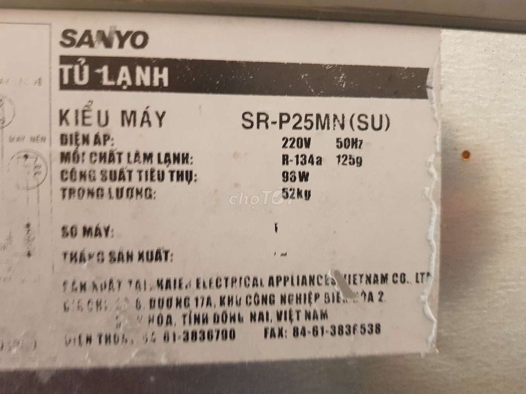 0977111655 - Tủ lạnh 250 lí mới tinh