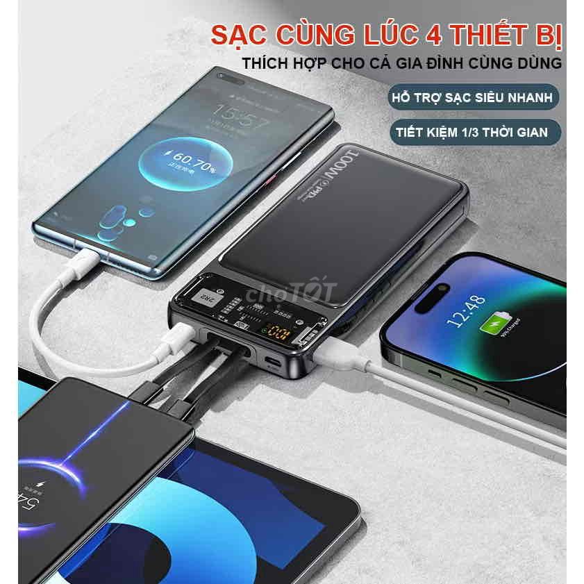 Sạc Dự Phòng 30000mah, Tích Hợp 2 Dây Sạc, Sạc Siê