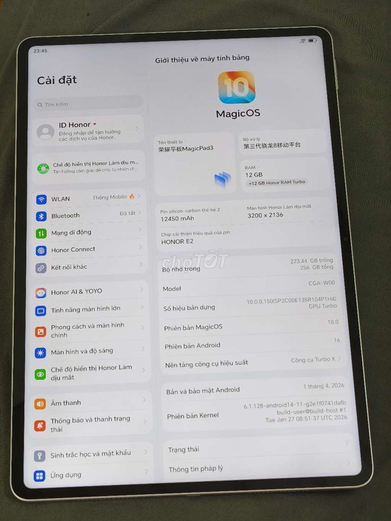 Honor Magic Pad 3 Snap 8Gen3 13.3 inch 12GB/256GB. Mua bán Máy tính bảng tại Quận Bắc Từ Liêm Hà Nội được đăng bởi Thống Mobile hình 1