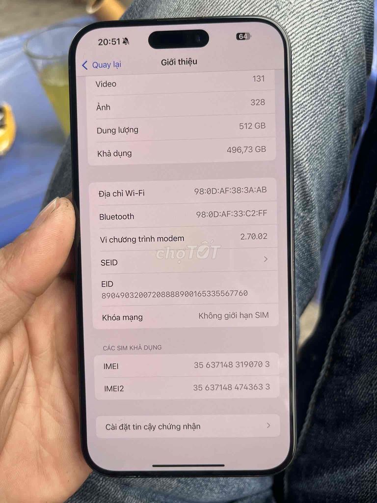 Apple iPhone 15 Pro Max 512GB Đã qua sử dụng. Mua bán Điện thoại tại Huyện Thanh Trì Hà Nội được đăng bởi Dương Anh Tuấn hình 1