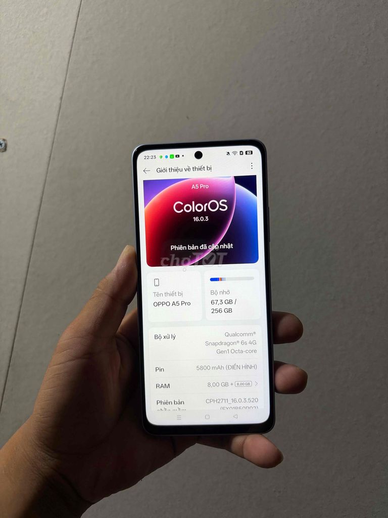 OPPO A5 Pro 8/256GB Xanh pin 5800. Mua bán Điện thoại tại Thành phố Vị Thanh Hậu Giang được đăng bởi máy củ giá tốt  hình 1