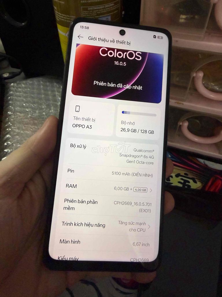 Oppo A3 128GB Đen. Mua bán Điện thoại tại Huyện Đức Hòa Long An được đăng bởi ĐỨC LINH  hình 1