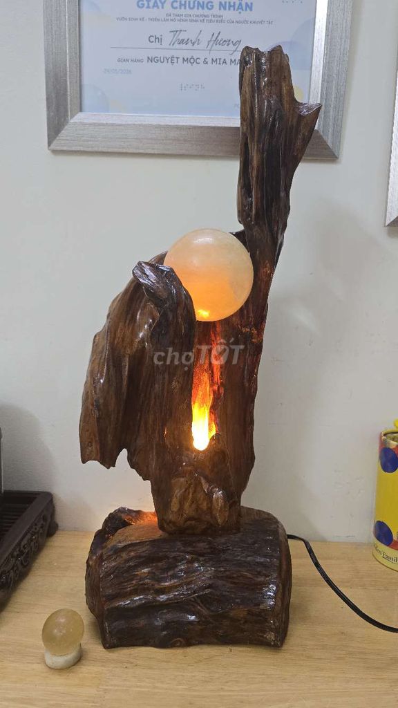 Đèn trang trí Gỗ lũa Đá thạch anh Vàng. Mua bán Đèn tại Quận 10 Tp Hồ Chí Minh được đăng bởi Anh Tài hình 1