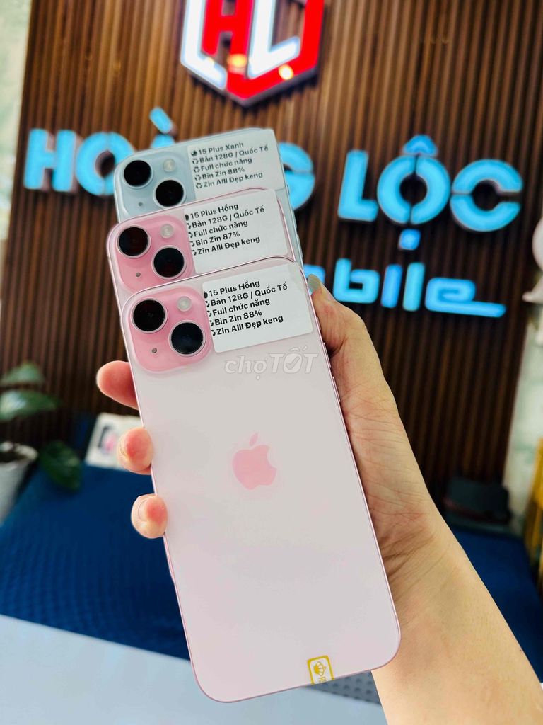 🍎15 Plus Hồng + Xanh / Quốc Tế 128G /  Zin 99%. Mua bán Điện thoại tại Thành phố Huế Thừa Thiên Huế được đăng bởi Hoàng Lộc Smartphone  hình 1