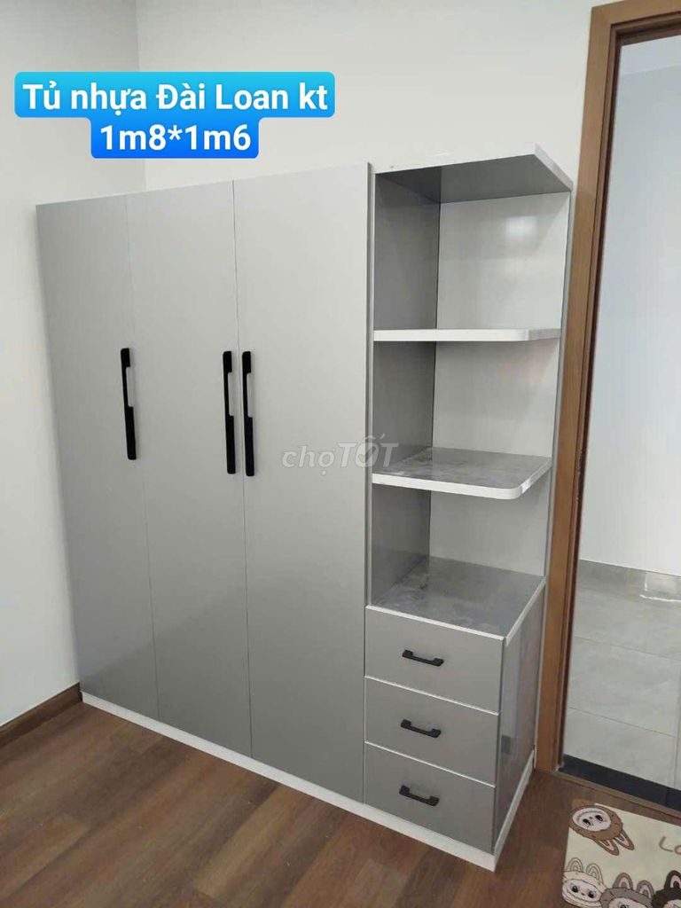 Tủ quần áo 3 cánh liền kệ kt 1m8*1m6 #bh 12 tháng