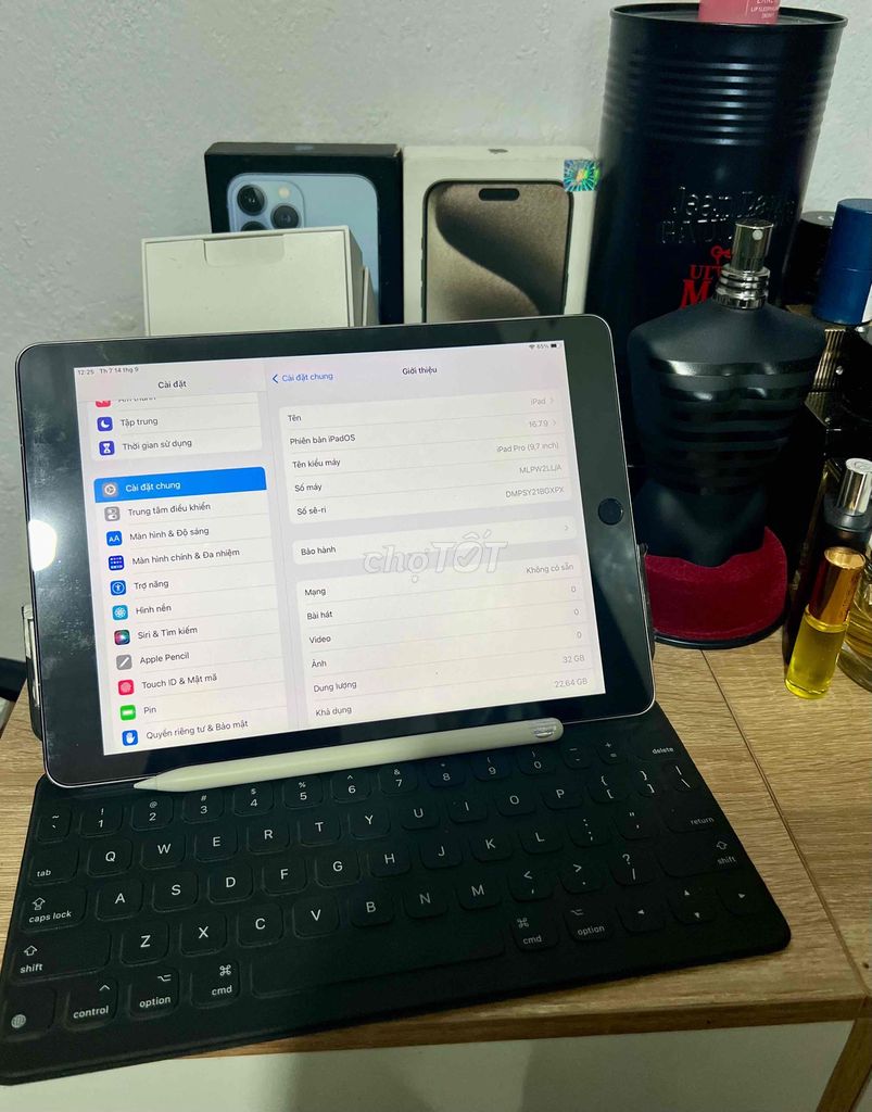 ipad pro 9.7 kèm bút + phím sử dụng được 5G.
