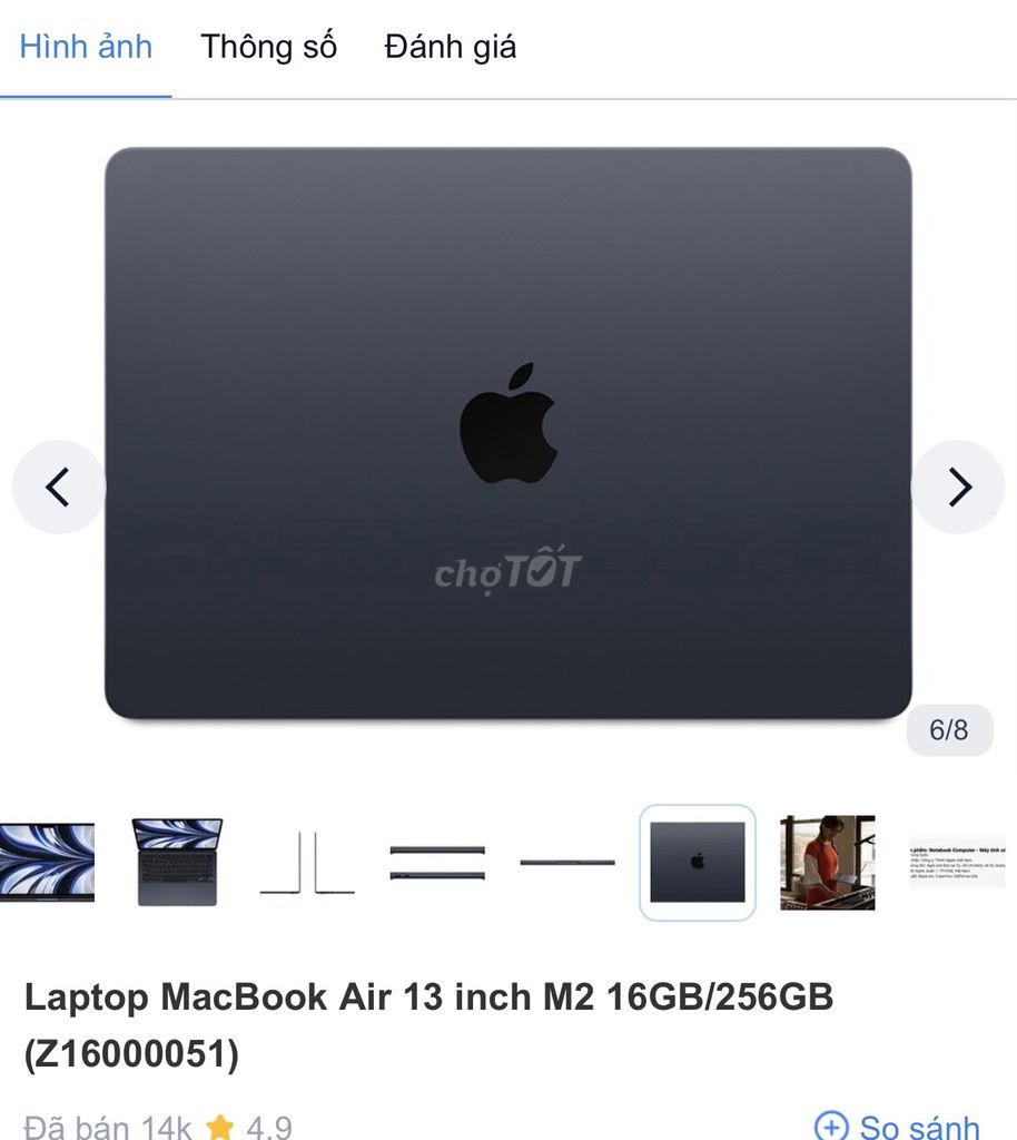 Apple MacBook Air 13 inch M2 16GB/256GB. Mua bán Laptop tại Huyện Phụng Hiệp Hậu Giang được đăng bởi Ngọc Trân hình 1