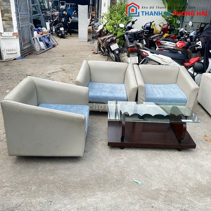 BỘ SOFA 3 GHẾ ĐƠN CŨ BỌC DA SIMILI