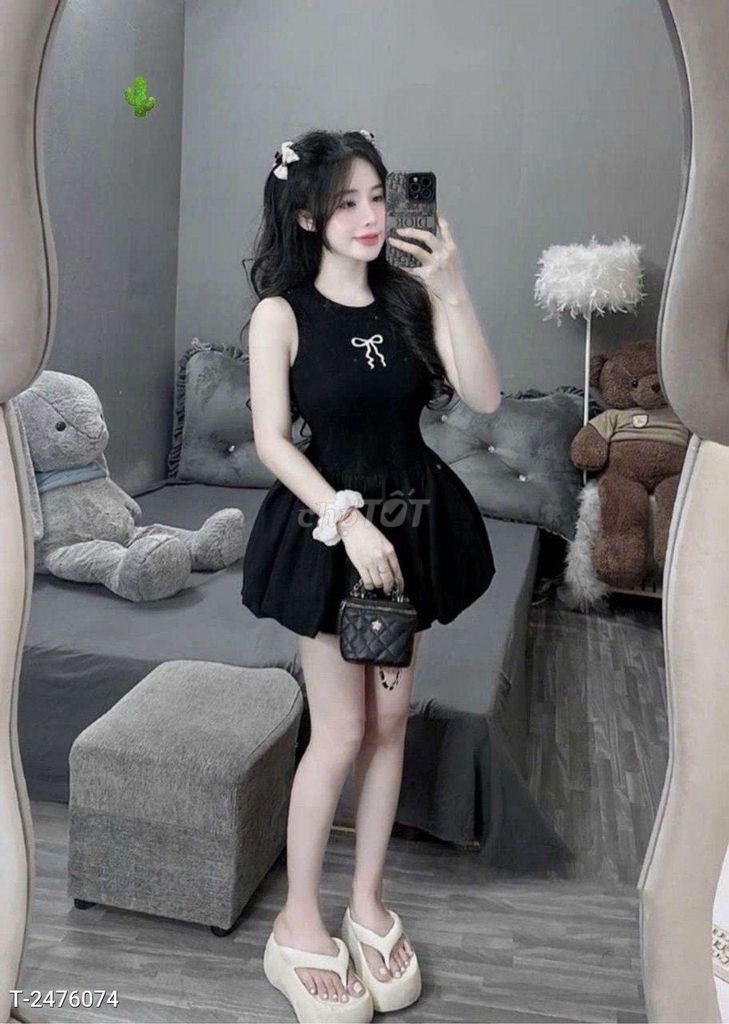 Đầm bí thêu nơ cute