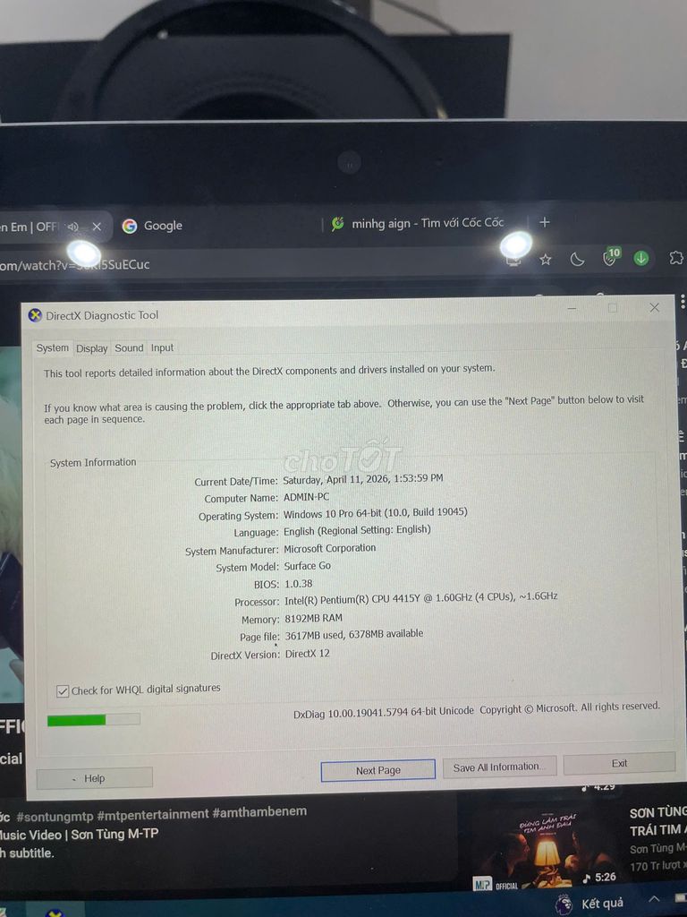 Microsoft Surface Go 1 8GB/128GB Bạc. Mua bán Máy tính bảng tại Quận Nam Từ Liêm Hà Nội được đăng bởi Minh Giang hình 1
