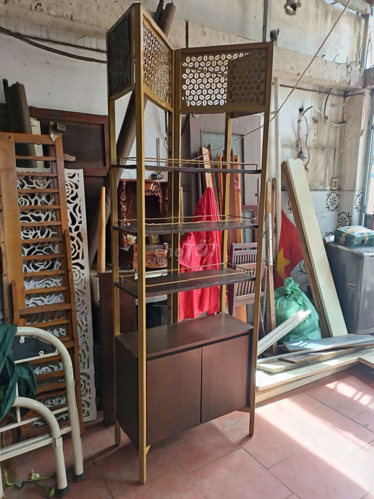 Kệ khung sắt Gỗ sồi Vàng Nâu 40x80x240cm. Mua bán Tủ, kệ gia đình tại Quận Bình Thạnh Tp Hồ Chí Minh được đăng bởi Hàng thanh lý  hình 1