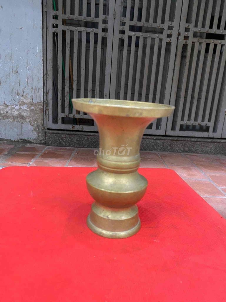 Ống nhổ đồng xưa miệng loe cao 14cm