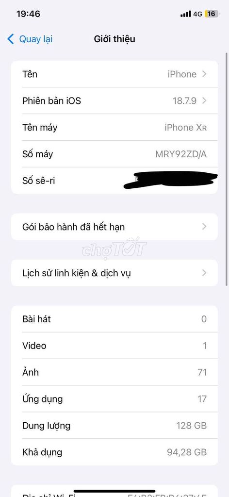 Apple iPhone XR 128GB Đã qua sử dụng. Mua bán Điện thoại tại Huyện Hóc Môn Tp Hồ Chí Minh được đăng bởi Lư Quảng Cơ hình 1
