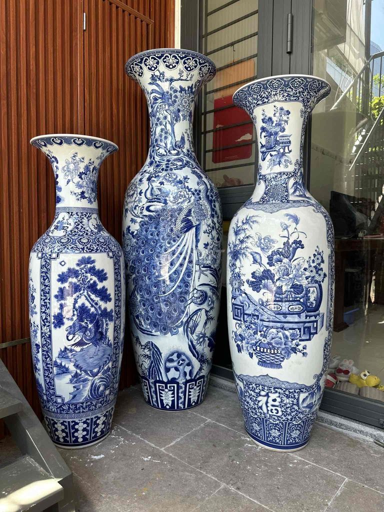 Lọ hoa Bát Tràng Gốm sứ Xanh trắng. Mua bán Cây cảnh, đồ trang trí tại Quận Thanh Khê Đà Nẵng được đăng bởi Giác Ngộ hình 1
