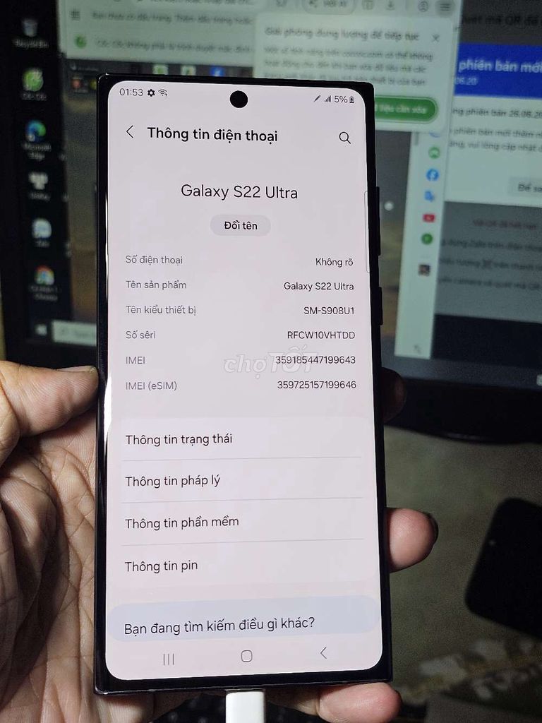 Samsung Galaxy S22 Ultra 128GB mỹ đẹp 99% . Mua bán Điện thoại tại Quận 8 Tp Hồ Chí Minh được đăng bởi Thiên Hòa mobile  hình 1