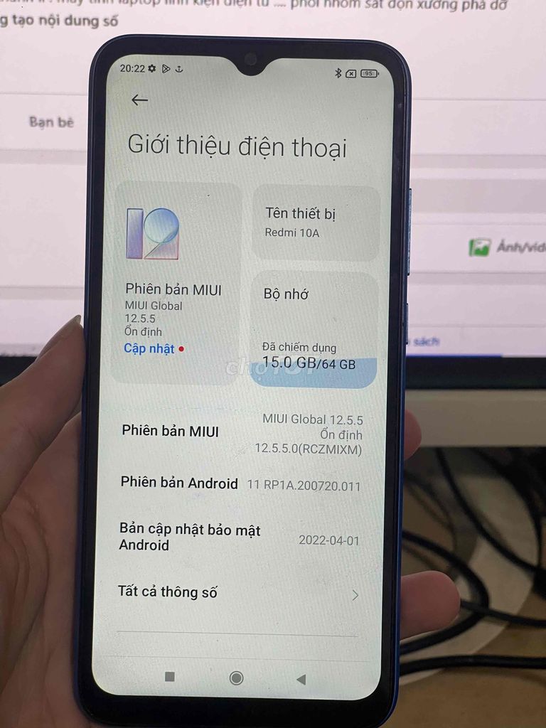 Xiaomi Redmi 10A 64GB Xanh. Mua bán Điện thoại tại Huyện Hoài Đức Hà Nội được đăng bởi Nguyễn Quân hình 1