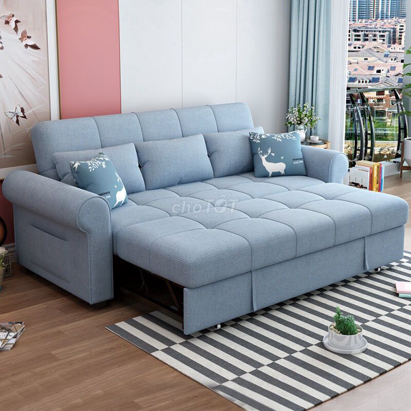 Ghế sofa kiêm giường Vải Xanh dương 1.8-2m Mới 99%. Mua bán Giường, chăn ga gối nệm tại Quận Tây Hồ Hà Nội được đăng bởi Hoà hình 1