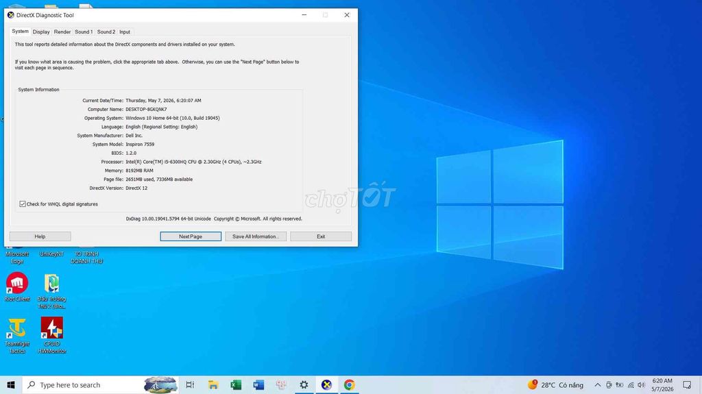Dell Gaming 7559 I5 6300hq 8GB/756GB. Mua bán Laptop tại Quận Bình Thạnh Tp Hồ Chí Minh được đăng bởi Kayy hình 1