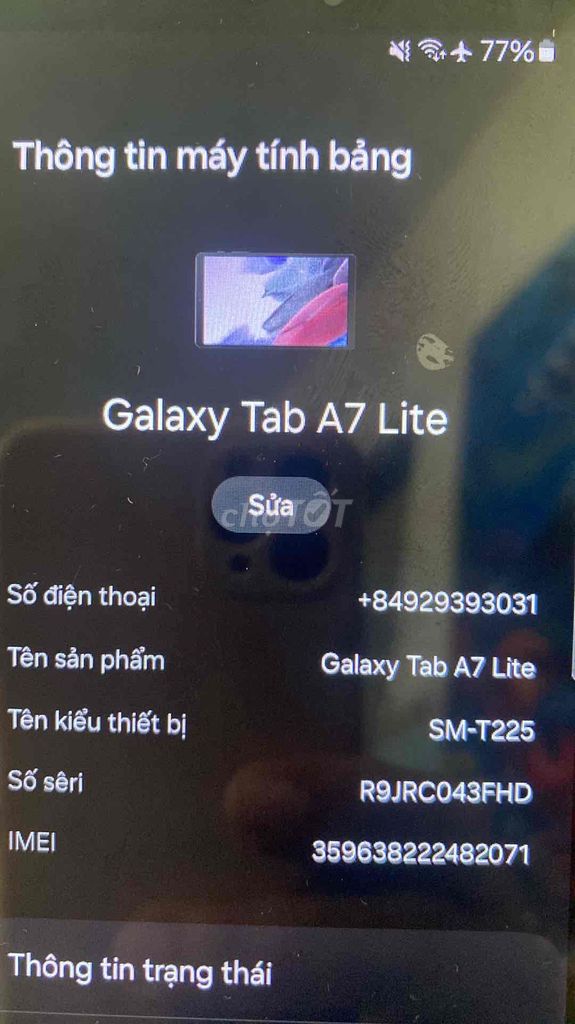 Samsung Galaxy Tab A7 Lite Xám. Mua bán Máy tính bảng tại Huyện Bình Chánh Tp Hồ Chí Minh được đăng bởi vũ hình 1
