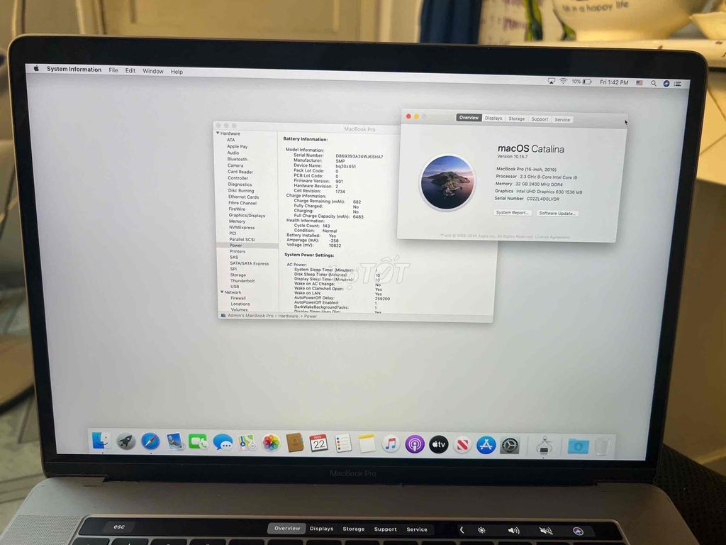 Macbook pro 15” 2019 i9/32g/512g gray bh3 tháng