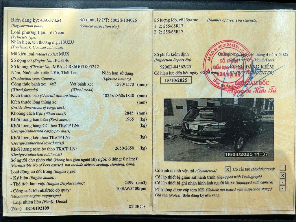 Isuzu Dmax 2016 LS 2.5 MT - 152400 km. Mua bán Ô tô tại Huyện Hòa Vang Đà Nẵng được đăng bởi TRƯỜNG XUÂN hình 12