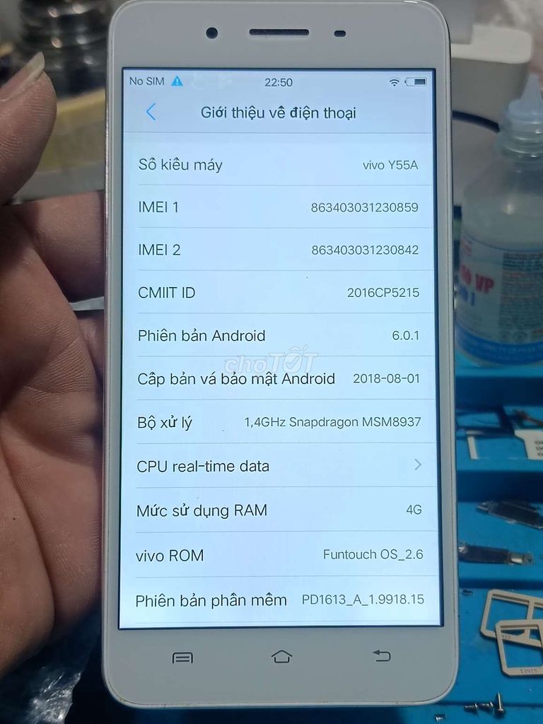 Vivo Y55A RAM 4G .64GB Vàng hồng