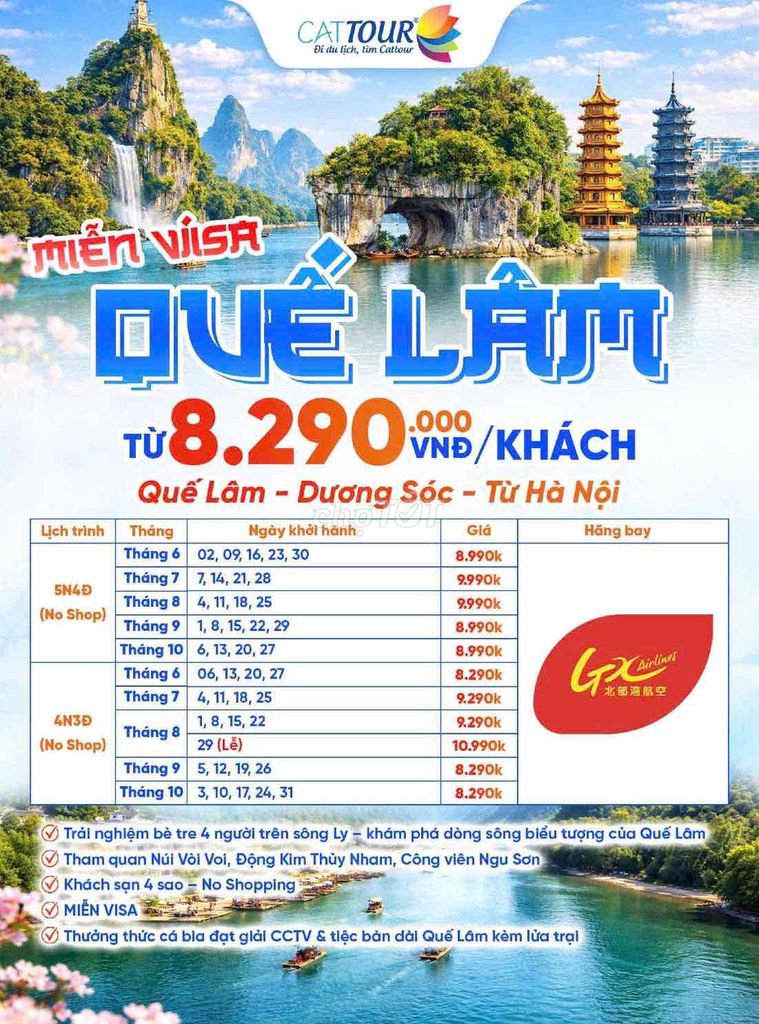 Tour Quế Lâm - Dương Sóc 5N4Đ Hà Nội GX Airlines. Du lịch tại Quận Đống Đa Hà Nội được đăng bởi Nguyễn Anh Thư hình 1