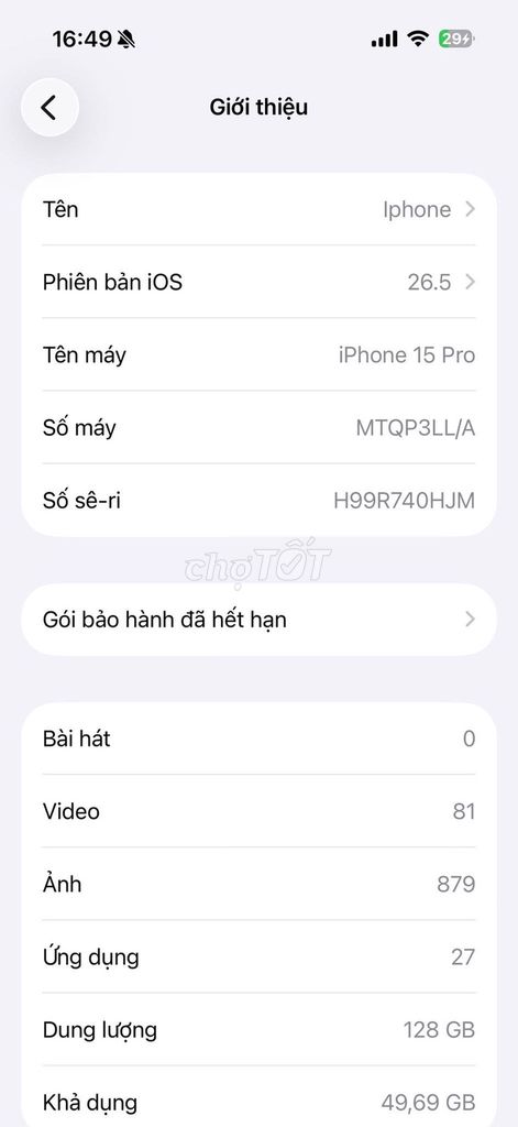 Apple iPhone 15 Pro 128GB Titan 91%. Mua bán Điện thoại tại Quận 12 Tp Hồ Chí Minh được đăng bởi Hội Đồ Điện Tử hình 1