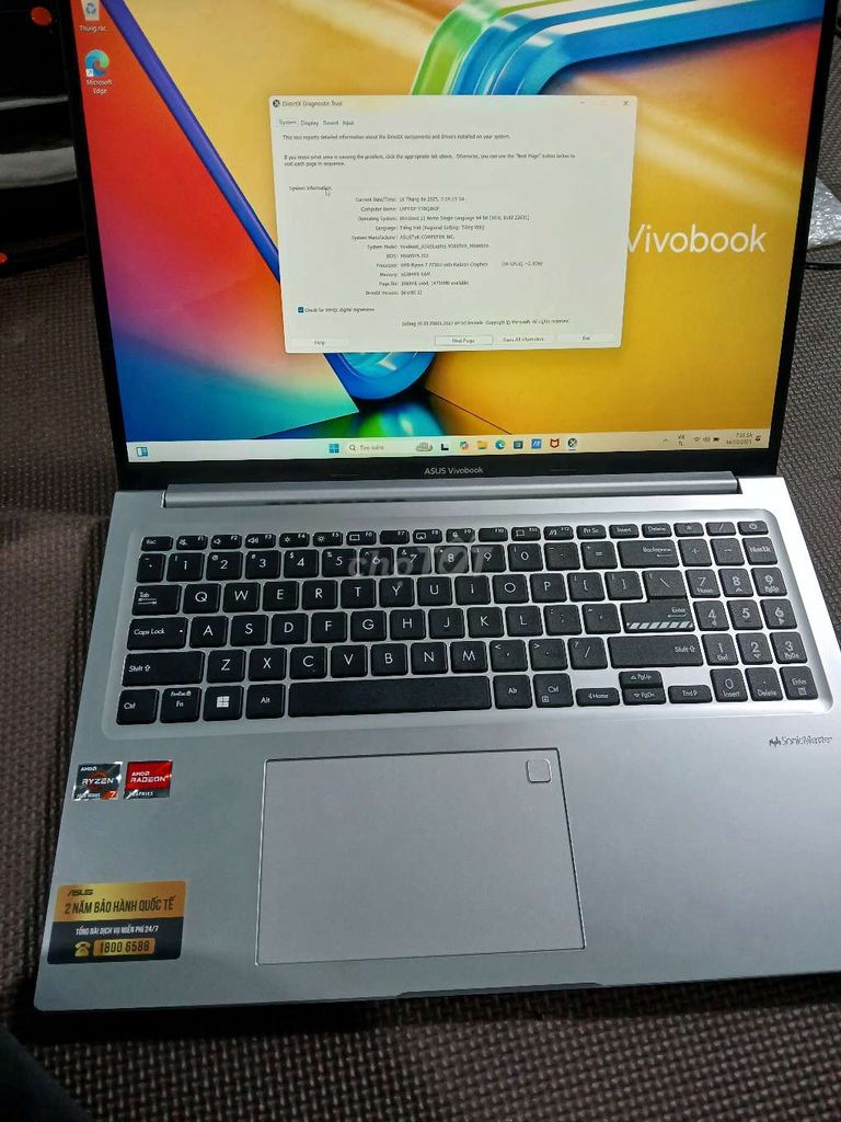 ASUS 16" bh dài R7-7730U 16CPU RAM 16G SSD 512G