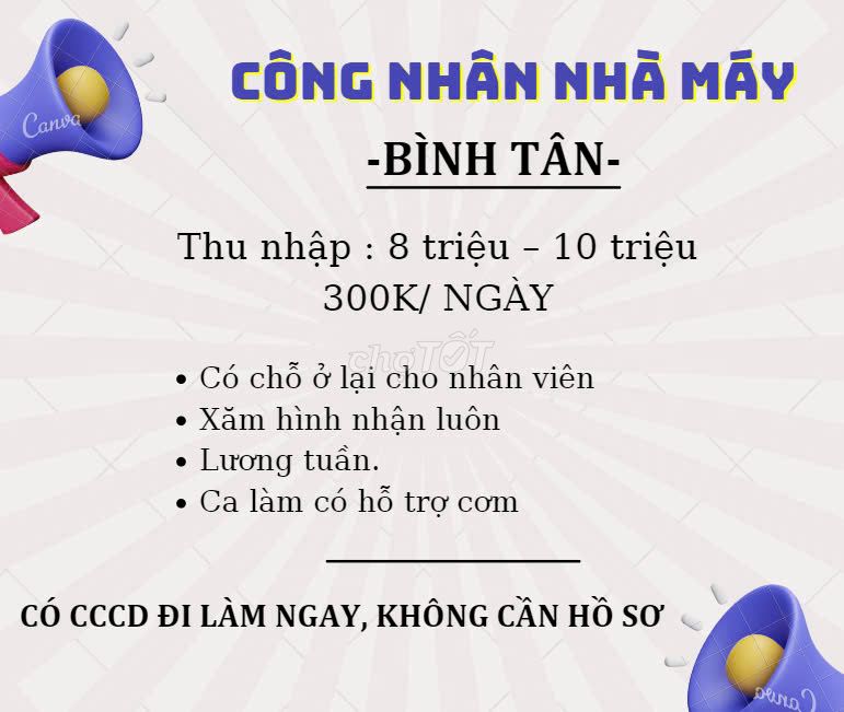 CÔNG NHÂN NHÀ MÁY TẠI BÌNH TÂN LƯƠNG TUẦN, CÓ CƠM