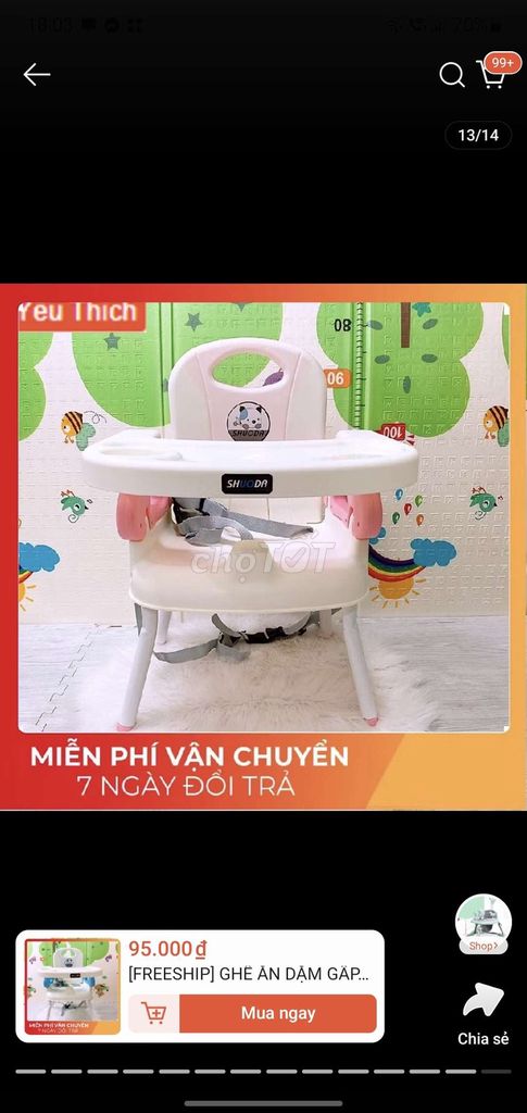 Ghế ăn dặm SHUODA Hồng Trắng. Mua bán Mẹ và bé tại Quận Bình Tân Tp Hồ Chí Minh được đăng bởi Phụng Nguyễn hình 1