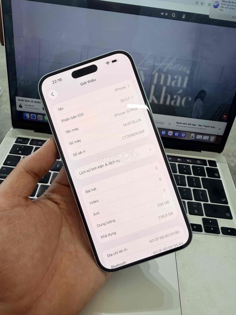 Apple iPhone 15 Plus 256GB Trắng Đã sử dụng. Mua bán Điện thoại tại Quận Ngũ Hành Sơn Đà Nẵng được đăng bởi Nghĩa  hình 1