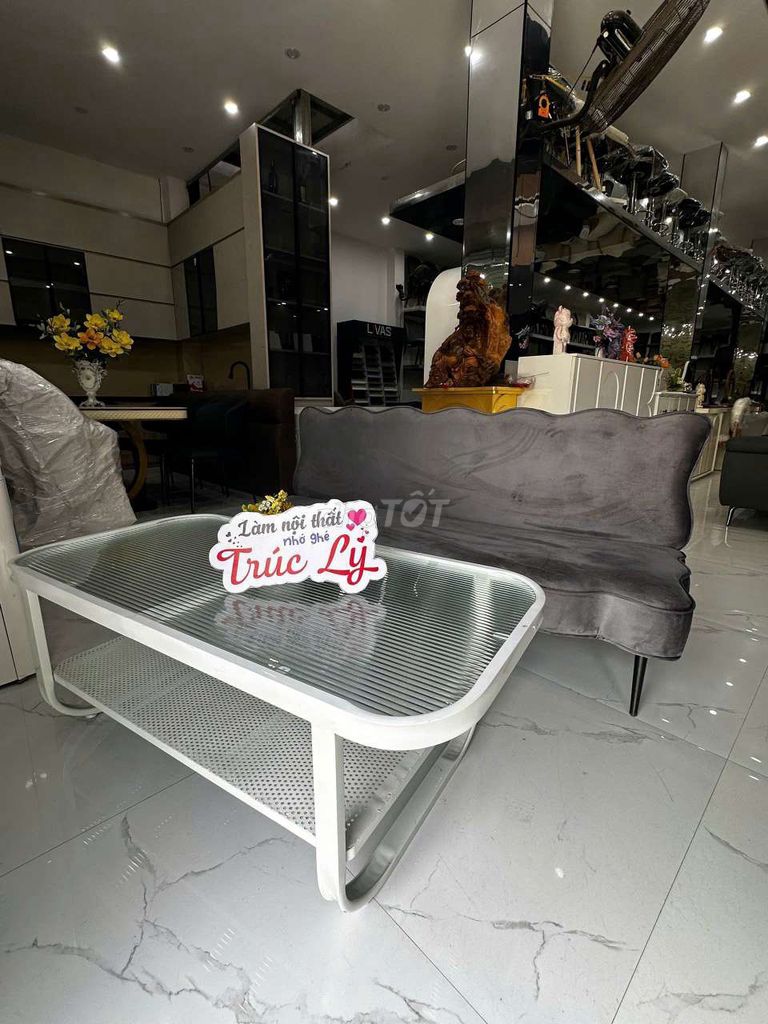 Sofa giường Vải nỉ Xám đậm Nhập khẩu kèm bàn trà. Mua bán Giường, chăn ga gối nệm tại Thành phố Huế Thừa Thiên Huế được đăng bởi Body lovely hình 1