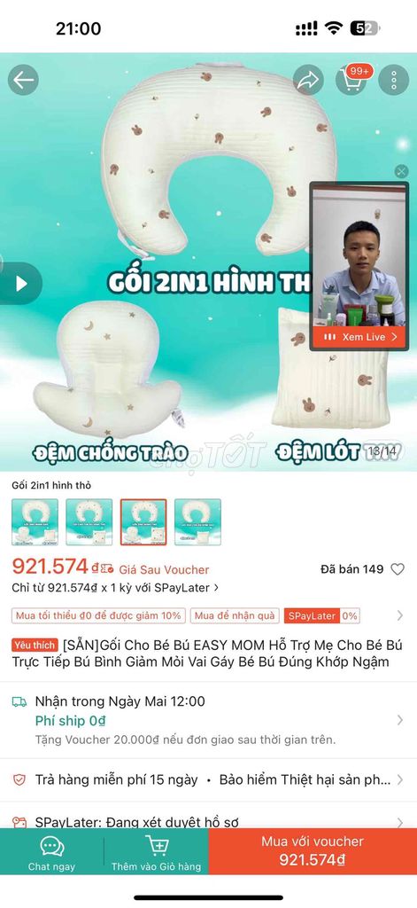 Gối cho bé bú, gối chống trào ngược Easy MOM. Mua bán Mẹ và bé tại Quận Tân Phú Tp Hồ Chí Minh được đăng bởi Hoàng Phụng hình 1