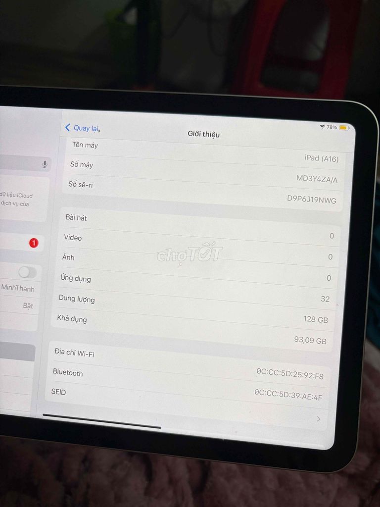 Apple iPad A16 128GB Bạc. Mua bán Máy tính bảng tại Huyện Bình Chánh Tp Hồ Chí Minh được đăng bởi Trần Tuyết hình 1