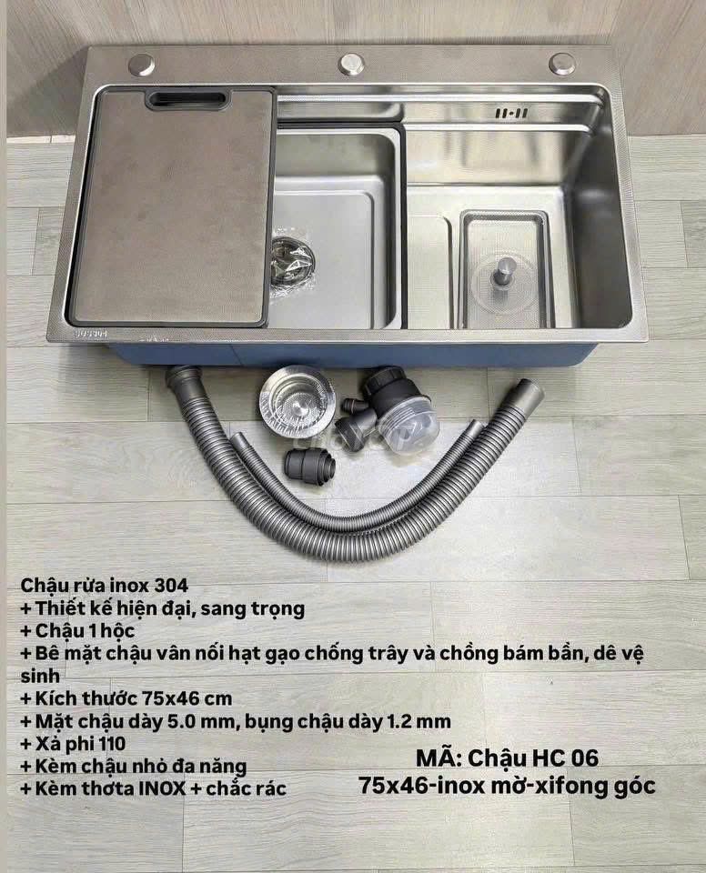 Chậu rửa chén Inox 304 Bạc 75x46 cm 1 hộc. Mua bán Dụng cụ nhà bếp tại Quận Hải Châu Đà Nẵng được đăng bởi THIẾT BỊ GIA DỤNG HÀNG CHÍNH HÃNG hình 1