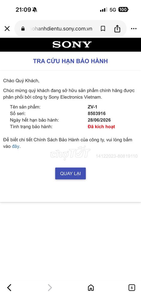 Máy ảnh Sony ZV-1 Đen. Mua bán Máy ảnh, Máy quay tại Quận 8 Tp Hồ Chí Minh được đăng bởi TRẦN TẤN HIẾU hình 1