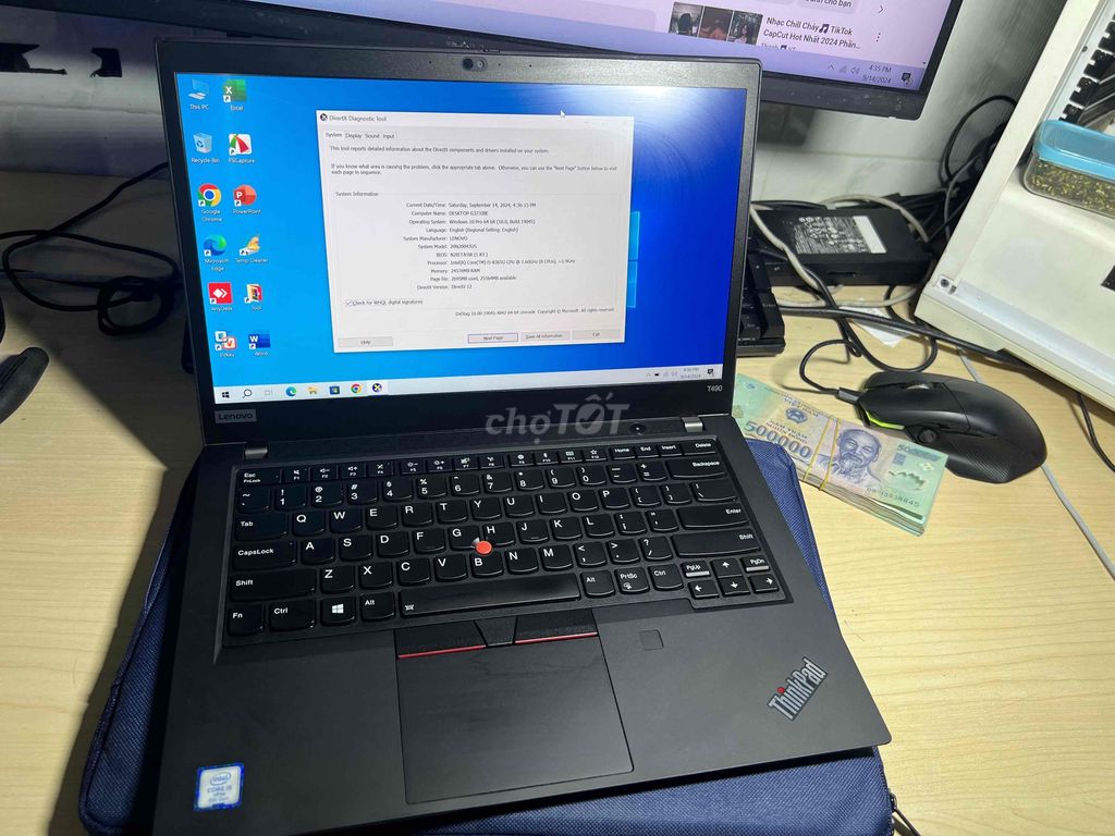 Thinkpad T490 I5-8365U/Ram 24/SSD 512/98%