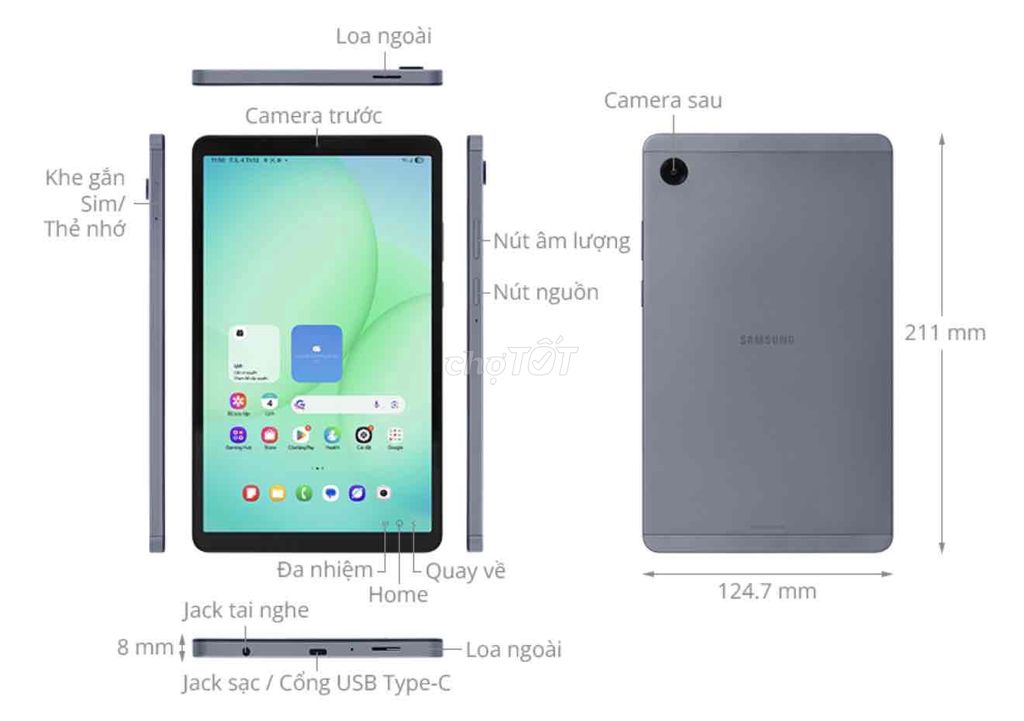 Samsung Galaxy Tab A11 4G X135 64GB Xám. Mua bán Máy tính bảng tại Huyện Bình Chánh Tp Hồ Chí Minh được đăng bởi Bìnhchanh hình 1