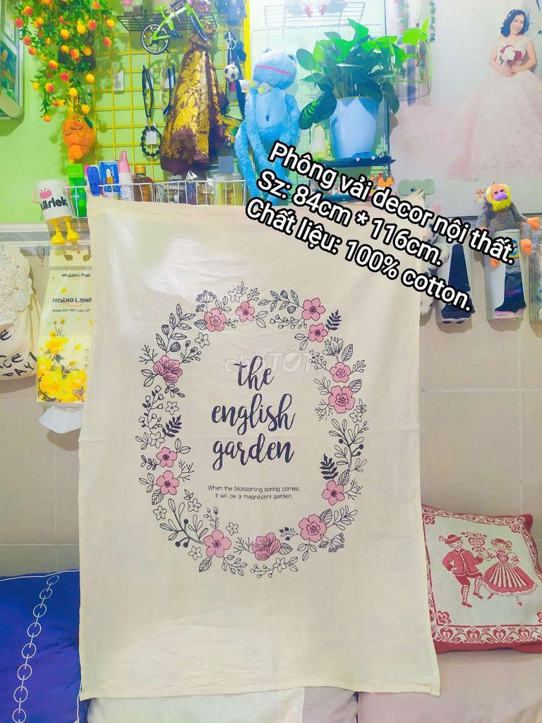PHÔNG VẢI DECOR TREO TƯỜNG " ENGLISH GARDEN".A18.1. Mua bán Cây cảnh, đồ trang trí tại Quận Bình Thạnh Tp Hồ Chí Minh được đăng bởi Vũ Tâm Phượng hình 1