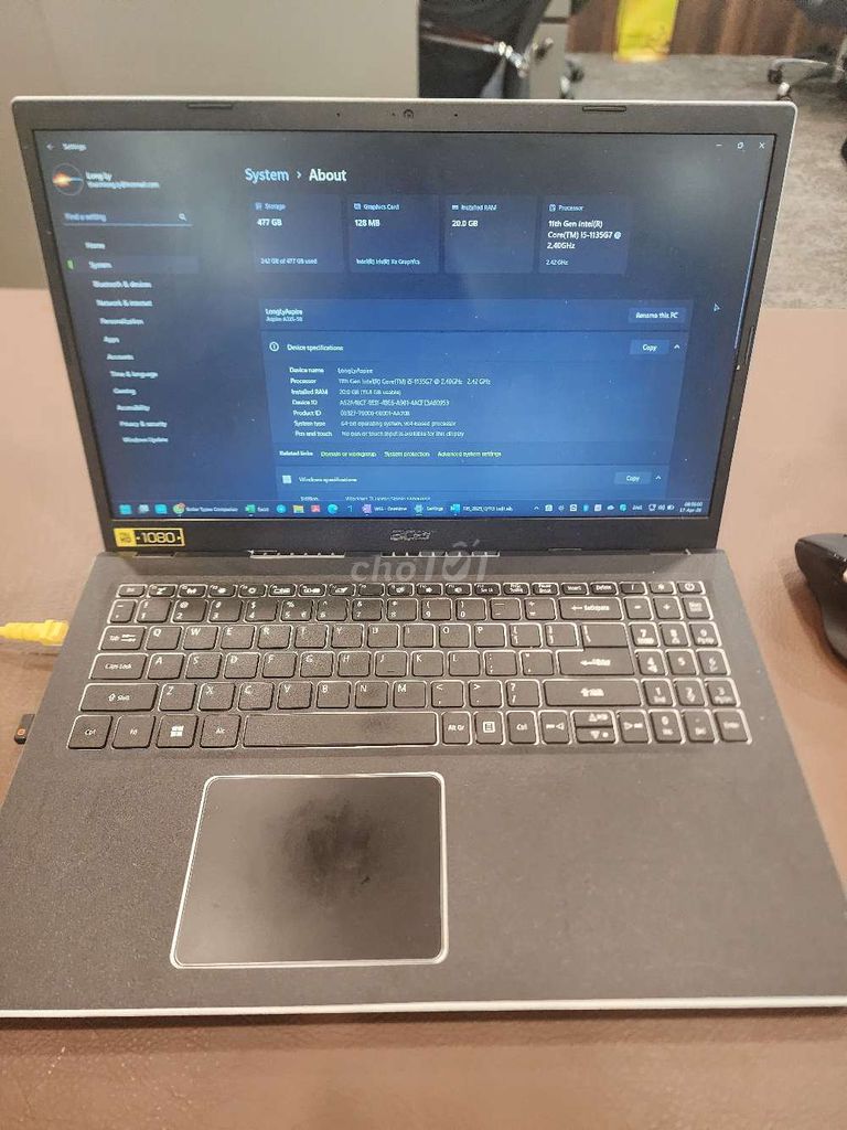 Acer A315-58 i5-1135G7 15.6 inch. Mua bán Laptop tại Quận 7 Tp Hồ Chí Minh được đăng bởi Thành hình 1