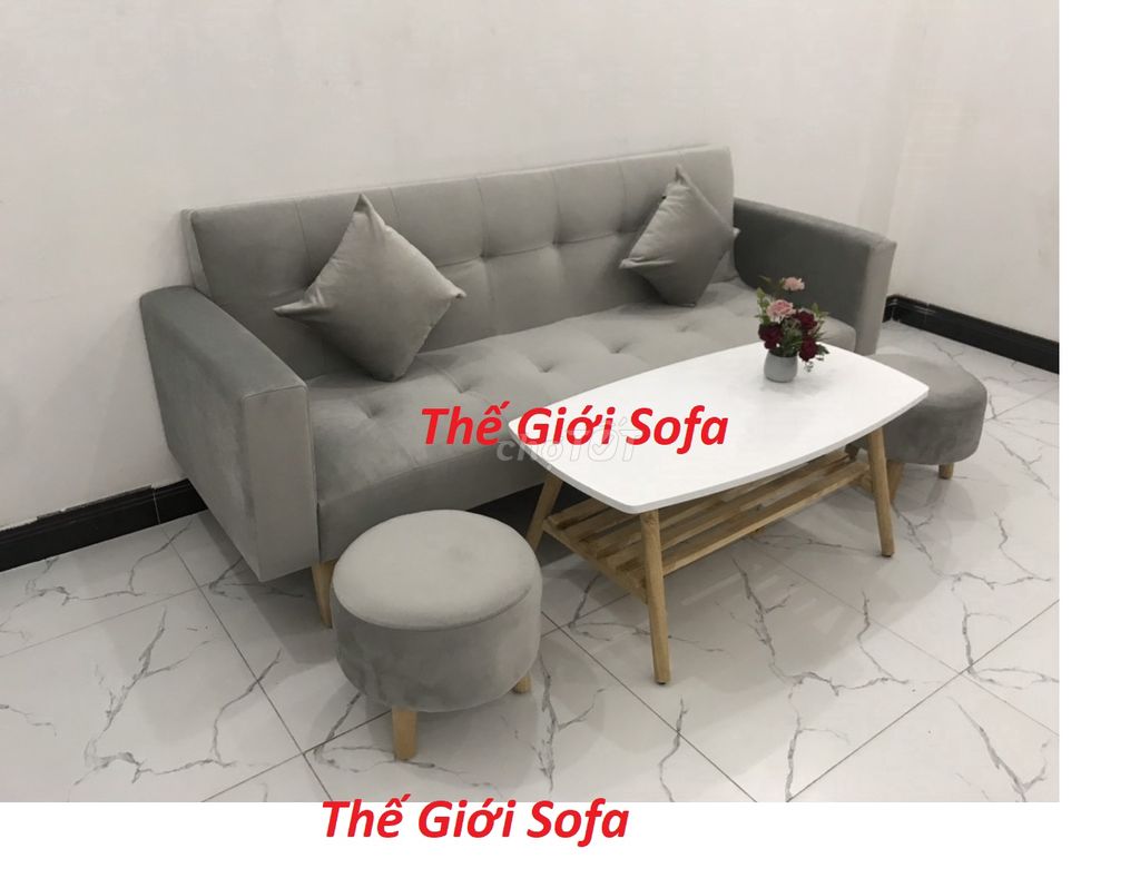 Bộ ghế Sofa băng giường màu xám nhung ở Đồng Nai