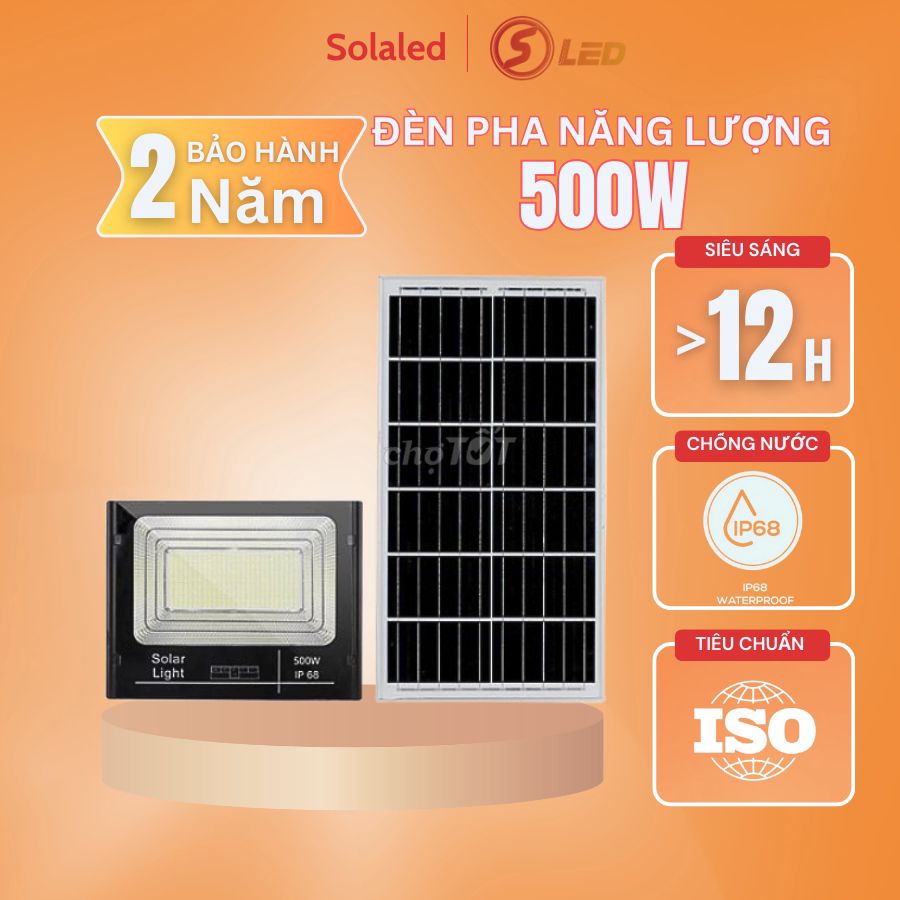 Đèn pha năng lượng mặt trời 500w, chống nước